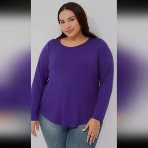 Lane Bryant Curved Hem Violet Long Sleeve Tee Women's 18/20